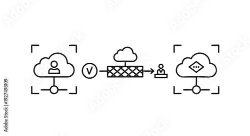 Cloud Computing Network Security and Data Transfer Illustration.