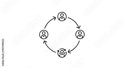 Circular diagram representing teamwork and collaboration among people.