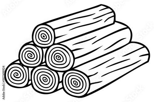 Woodpile Illustration Logs Timber Firewood Stacked Wood Monochrome Clip Art