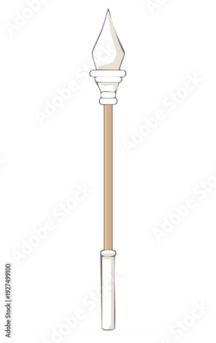 Cartoon White and Tan Spear Staff for Gaming or Fantasy RPG Concept