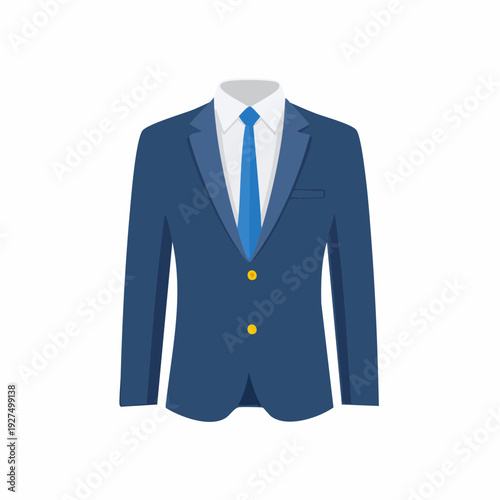 A man's blue suit with a tie making a gesture with his hand and finger on an isolated background