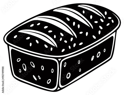 Wholesome whole wheat bread loaf with seeds and scoring in a baking pan