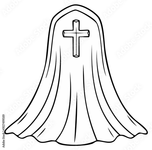 Religious cross on draped fabric symbolic of faith and spirituality