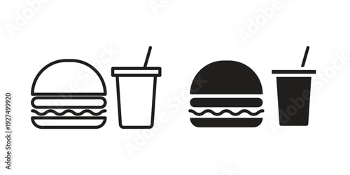 Fast food icon in black solid style. linear symbol.
