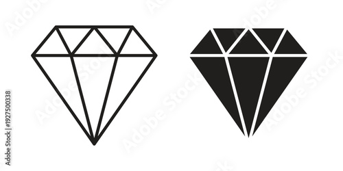Gemstone icon in black solid style. linear symbol.