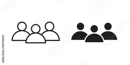 Group of people icon in black solid style. linear symbol.