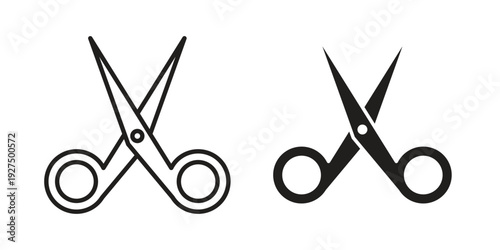 Hairdresser scissors icon in black solid style. linear symbol.
