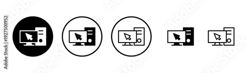 Computer icon logo design. computer monitor sign and symbol