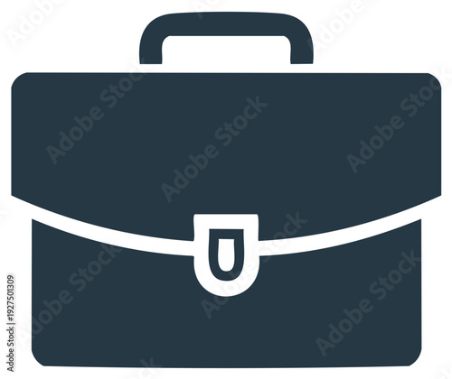 Classic dark blue briefcase icon with a simple, modern design and a single latch.