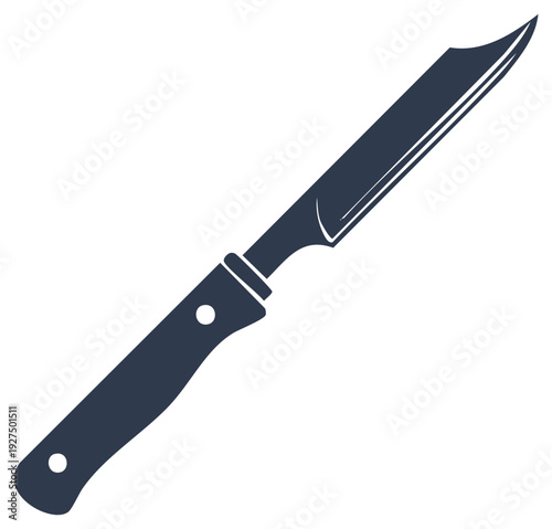 Vector graphic of a utility kitchen knife with a sharp blade and simple handle design, monochrome silhouette icon.