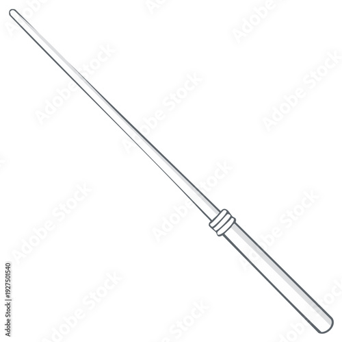 Simple outline drawing of a magic wand with a silver band and a rounded tip