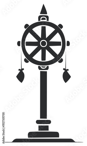 Buddhist Dharmachakra Wheel Isolated Vector Iconography Symbolism