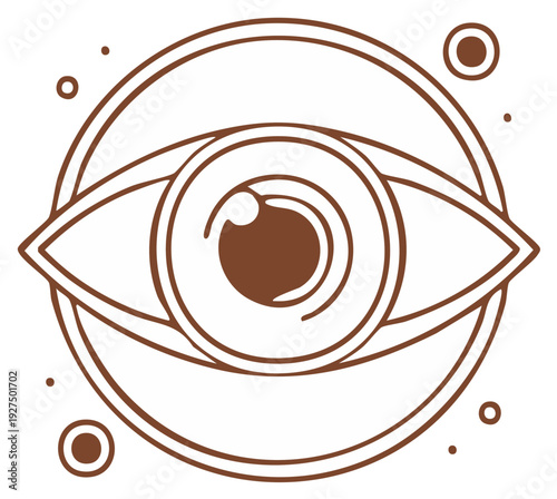 All Seeing Eye with Geometric Orbiting Shapes Occult Symbol Graphic Element