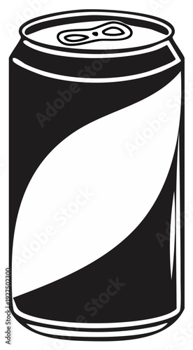 Illustration of a beverage can in black and white
