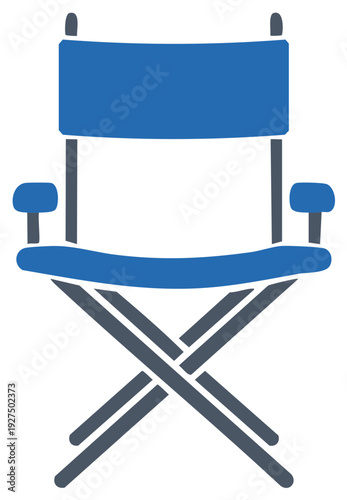Blue Director Chair With Arms Foldable Seat