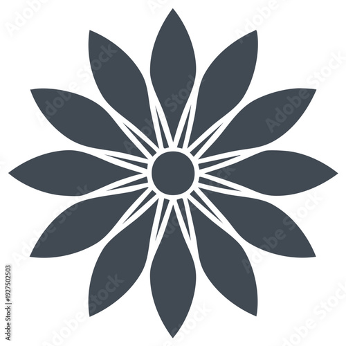 Stylized Flower Illustration with Petals Radiating from Center in a Flat Design