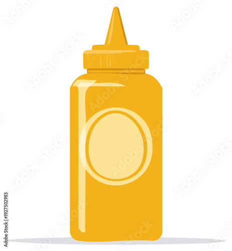 Classic yellow mustard squeeze bottle vector illustration for food condiments and cooking