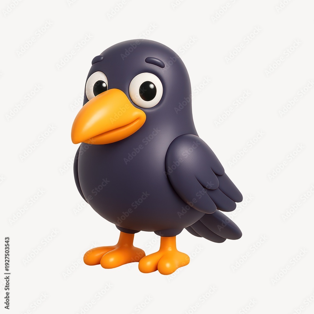 Fototapeta premium Cute cartoon crow illustration