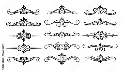 Classic scrollwork ornamental divider vector set