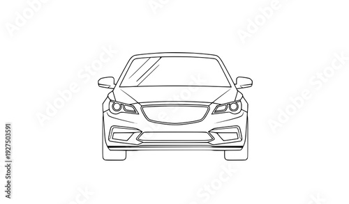 Car front view outline vector illustration