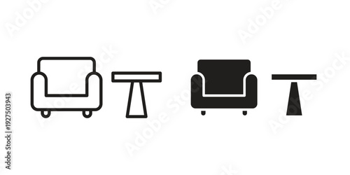 Lounge icon in black solid style. linear symbol.