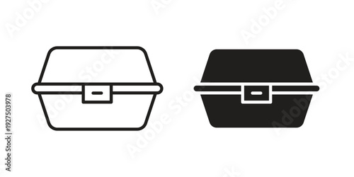 Lunch box icon in black solid style. linear symbol.