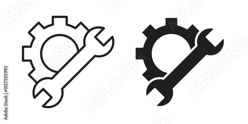 Machinery icon in black solid style. linear symbol.