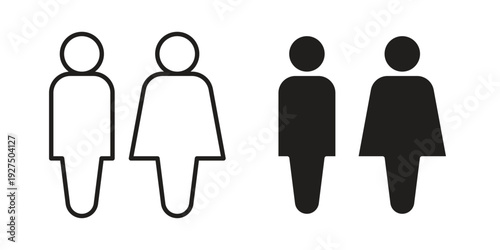 Man and woman icon in black solid style. linear symbol.