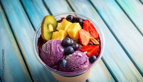 Copo De Acai Com Frutas E Doces Sorvete No Copo