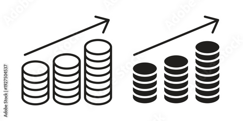 Money increase Icon in black solid style. linear symbol.
