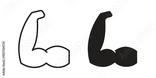Muscle icon in black solid style. linear symbol.