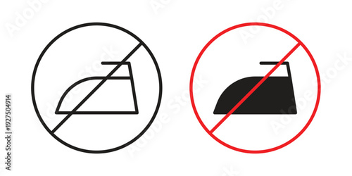 No ironing icon in black solid style. linear symbol.