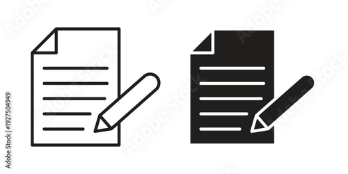 Notes icon in black solid style. linear symbol.