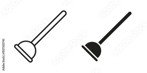 Plunger icon in black solid style. linear symbol.