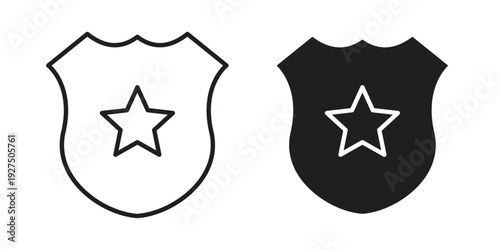 Police badge icon in black solid style. linear symbol.