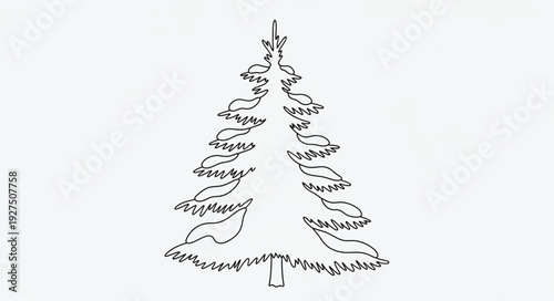 Hand Drawn Christmas Tree Illustration.