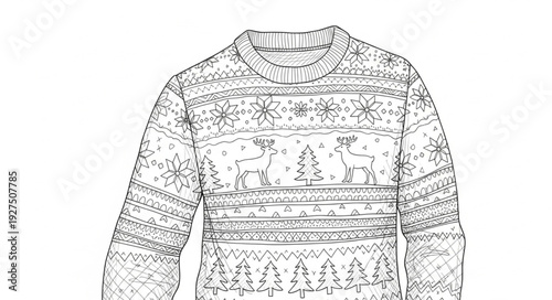 Hand Drawn Knitted Sweater Illustration.
