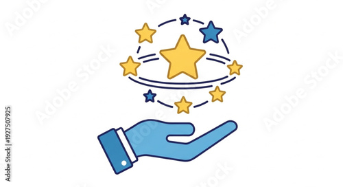 Hand Reaching for Yellow Star Illustration.