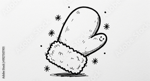 Hand drawn winter mitten illustration.