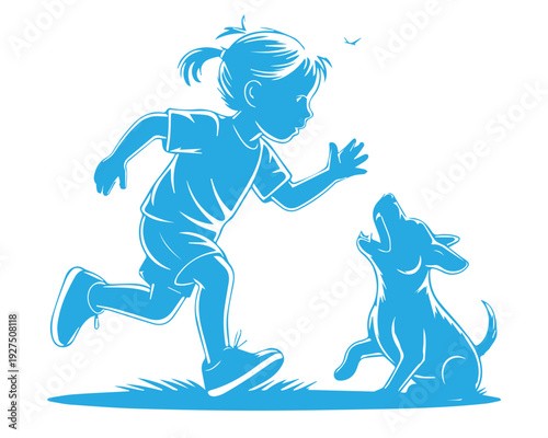 Girl Playing with Puppy