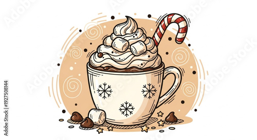 Hot Chocolate Mug with Whipped Cream Candy.