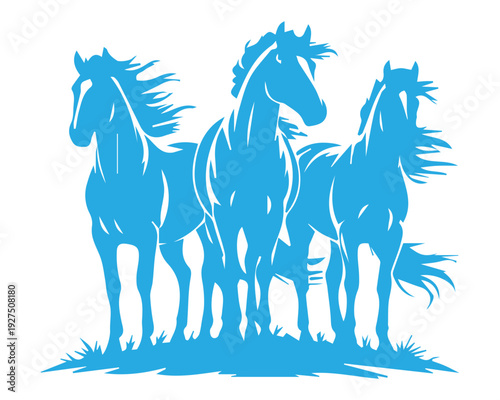 Blue Horses Silhouette