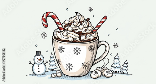 Hot Chocolate Mug with Whipped Cream.