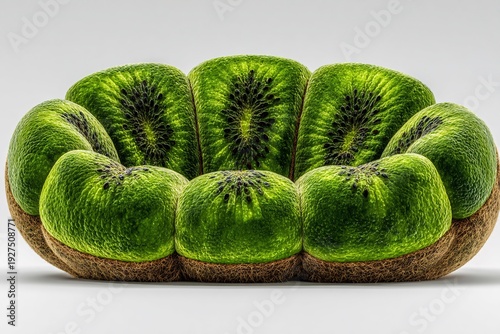 Modern green kiwi fruit shaped sofa set in minimalist white room design