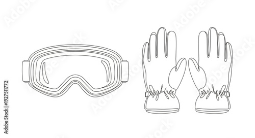 Protective Goggles and Gloves Illustration.