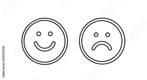 Simple Smiling and Frowning Faces Illustration.
