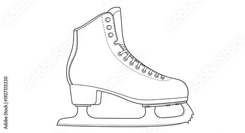 Single Ice Skate Illustration Side View.