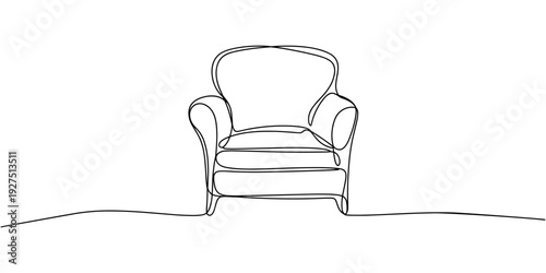 Self drawing line armchair continuous one single line drawn concept, Self drawing of modern armchair drawn by one continuous line. single line doodle furniture