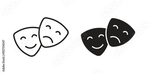 Theater masks icon in editable style. Vector icon graphics