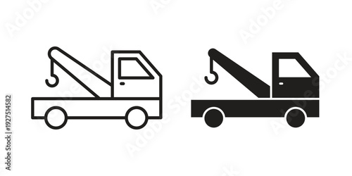 Tow truck icon in editable style. Vector icon graphics